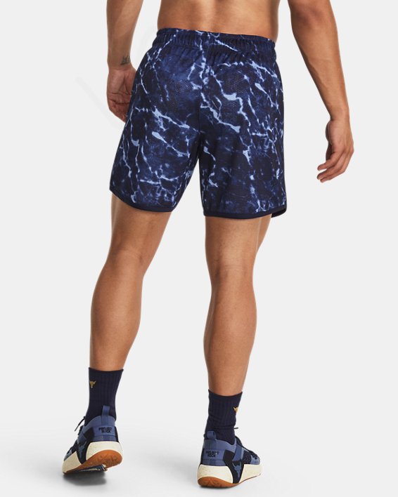Men's Project Rock Mesh Printed Shorts in Blue image number 1
